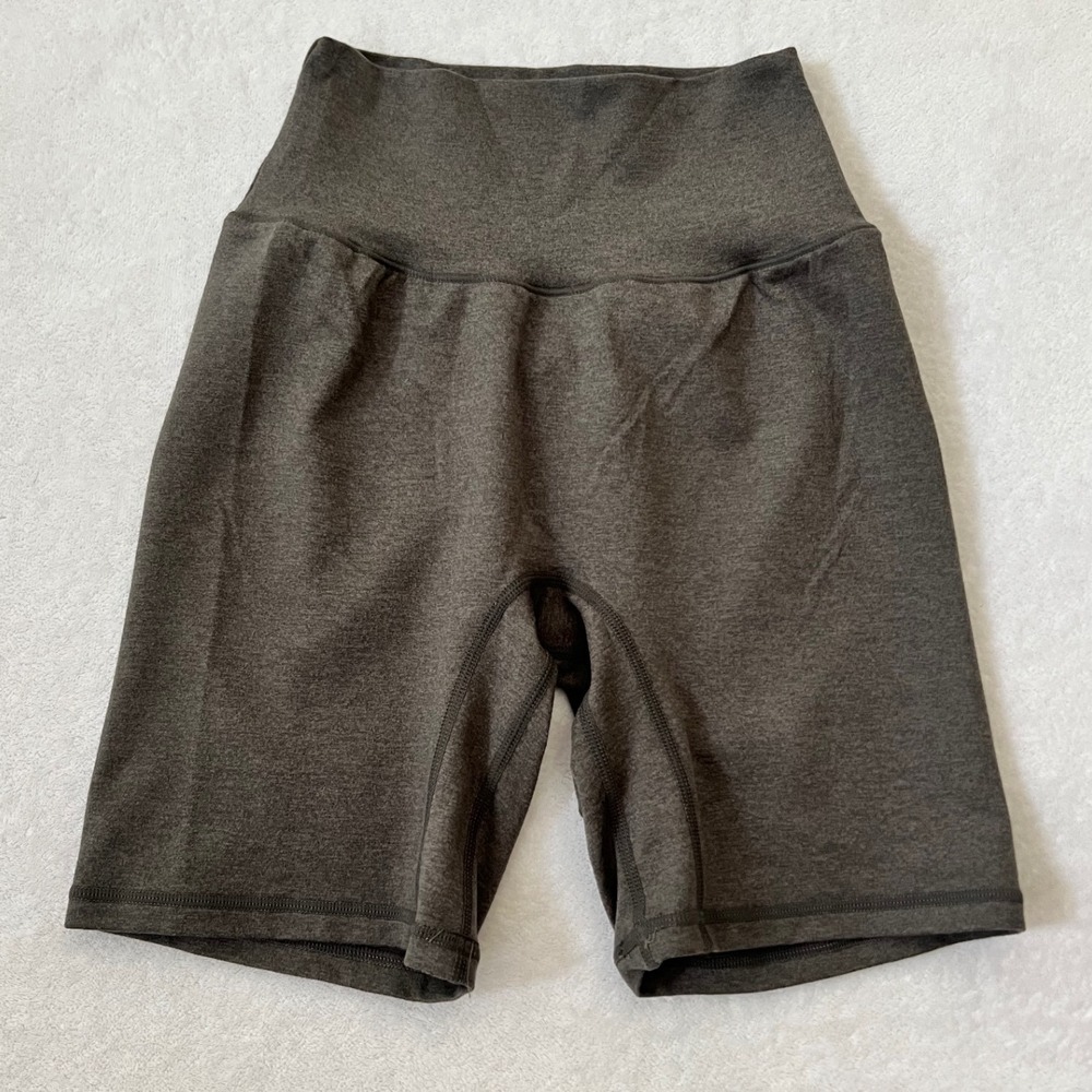 P'Tula Biker Shorts Heather Charcoal Gray High Waist Activewear Small